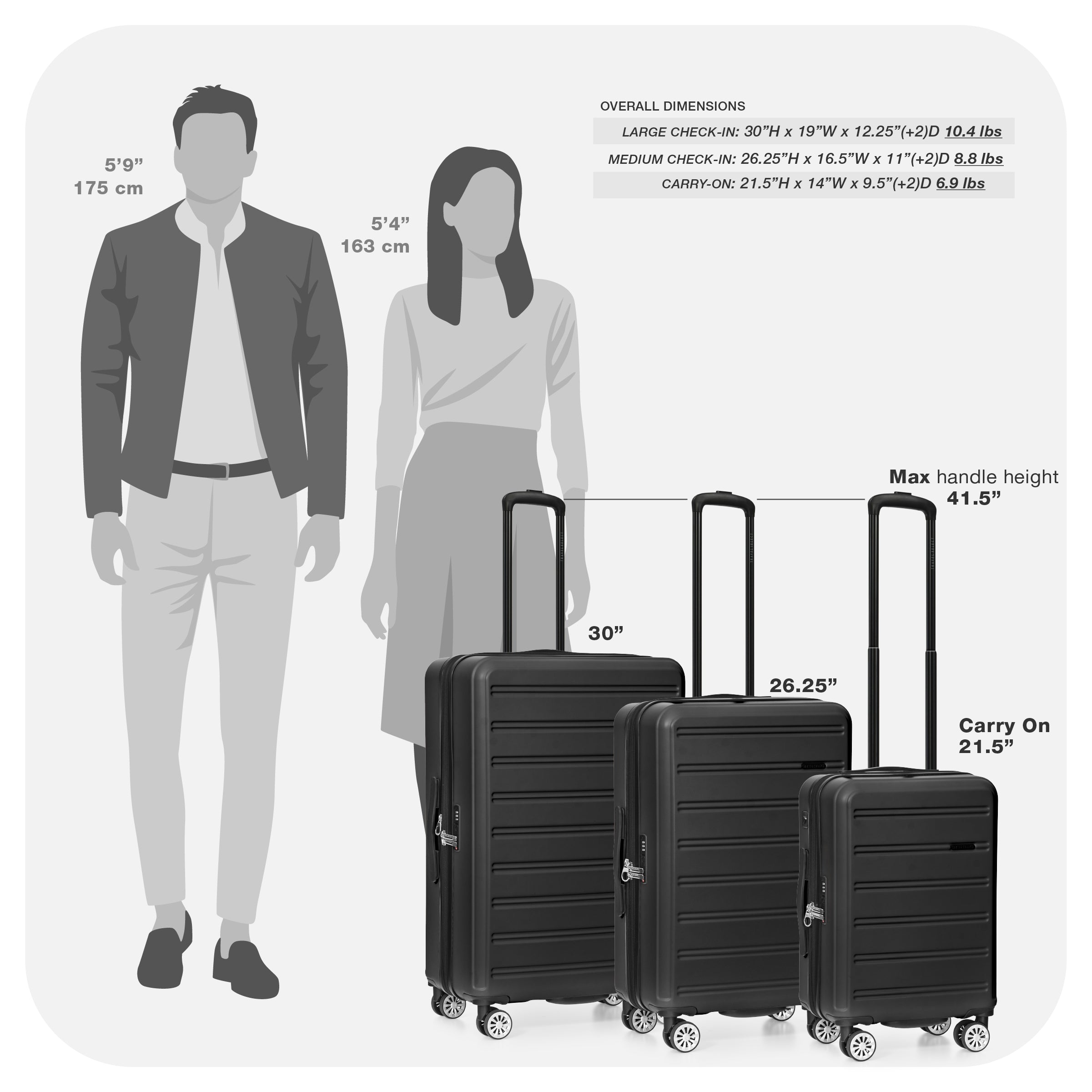Travel Select Snowcreek 3-Piece Hardside Spinner Luggage Set with USB Port