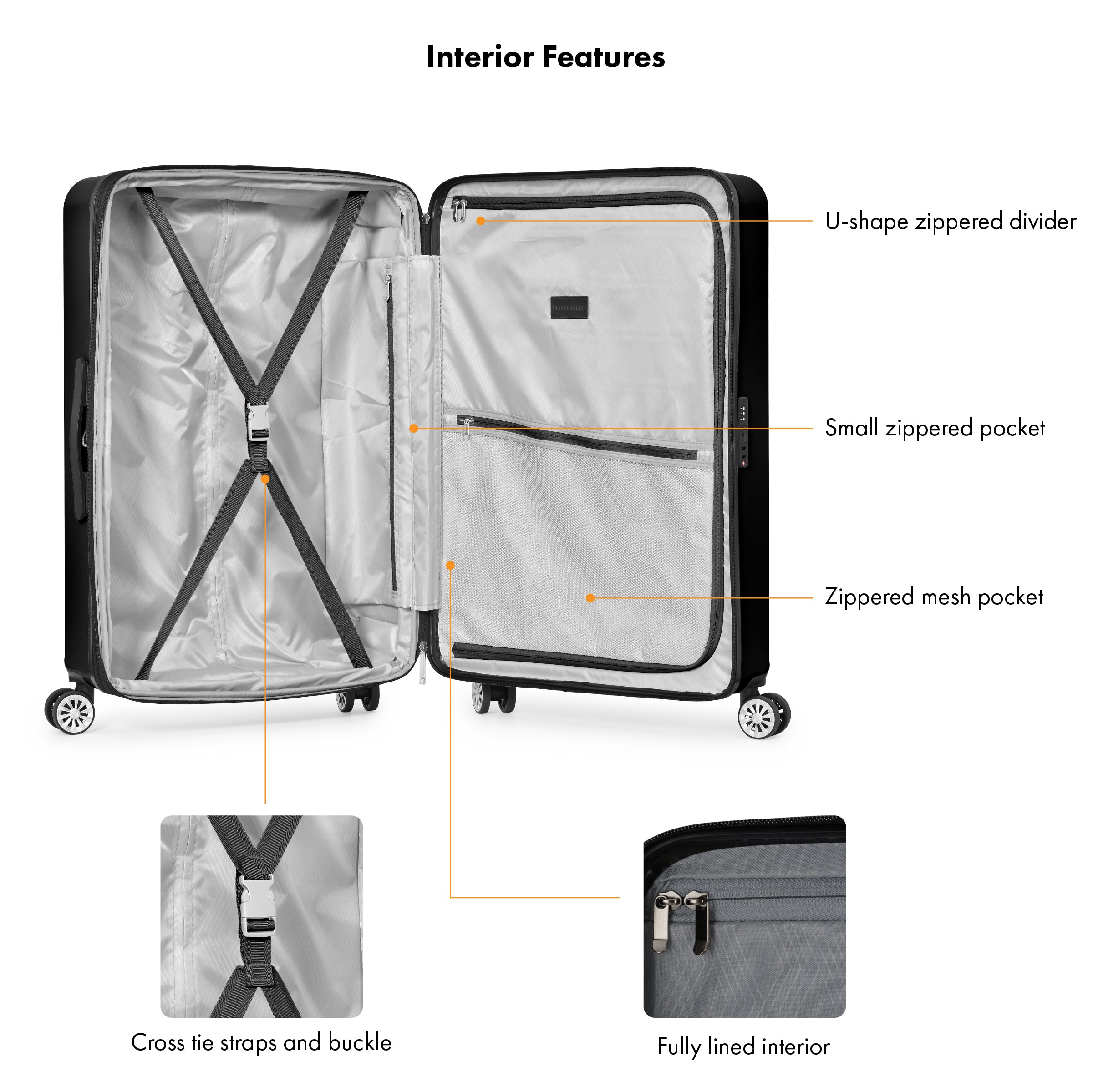 Travel Select Snowcreek 3-Piece Hardside Spinner Luggage Set with USB Port