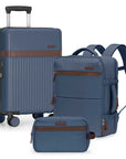 Vista Way 3-Piece Travel Set, 21-Inch Carry-on Hardside with TSA Lock, 18-Inch Travel Backpack with Laptop Sleeve, Toiletry Bag