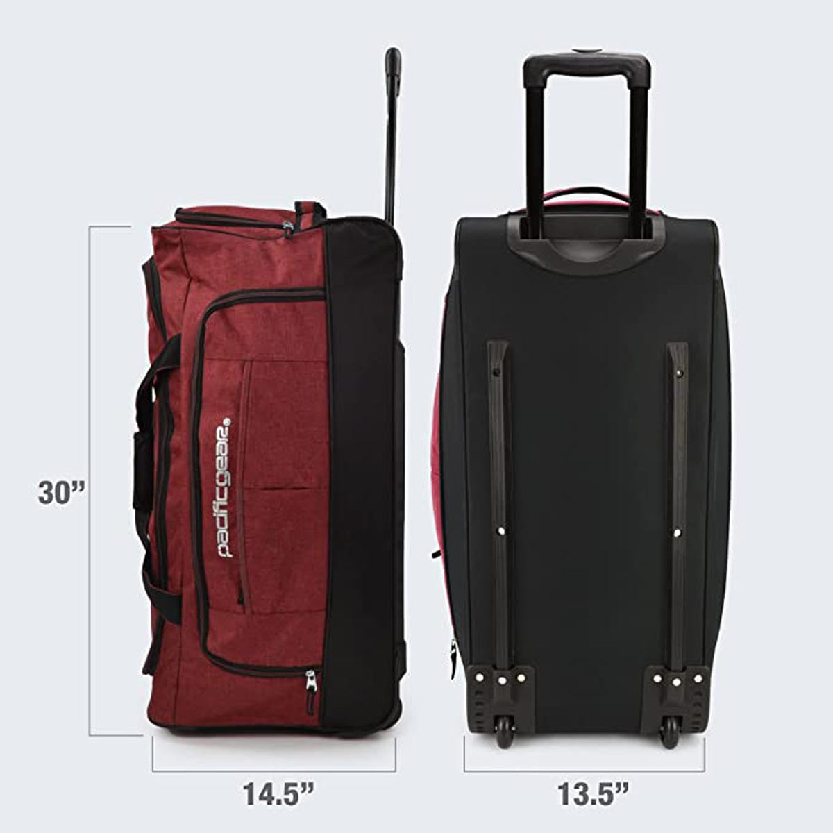 Pacific Gear Wheeled Rolling Duffel Bag, Durable Design, Telescoping Handle, Multiple Compartments, Tie-Down Capabilities