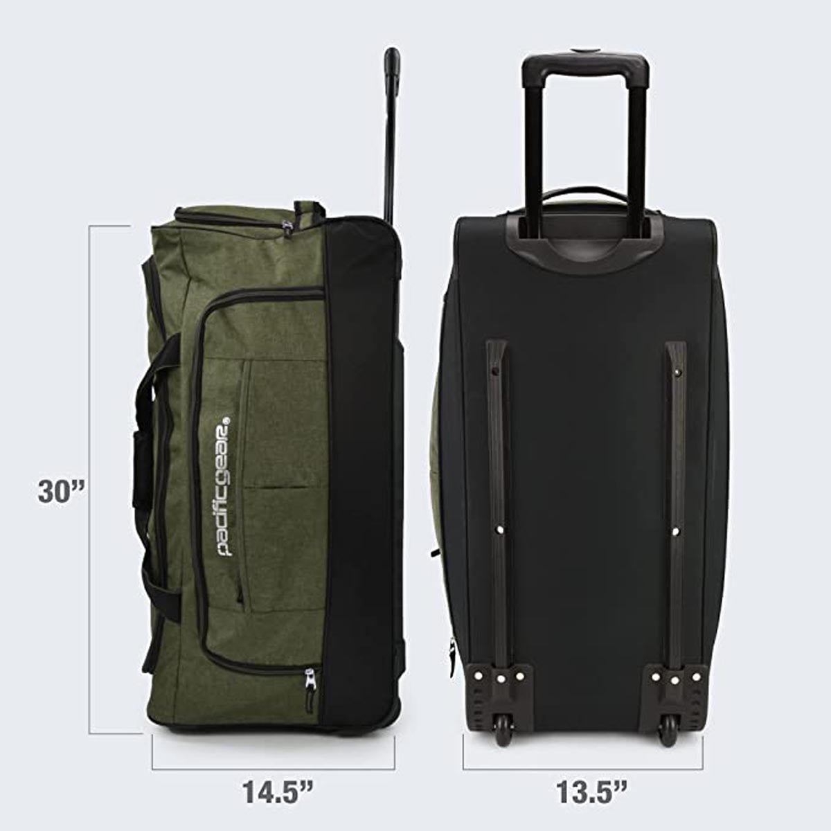 Pacific Gear Wheeled Rolling Duffel Bag, Durable Design, Telescoping Handle, Multiple Compartments, Tie-Down Capabilities