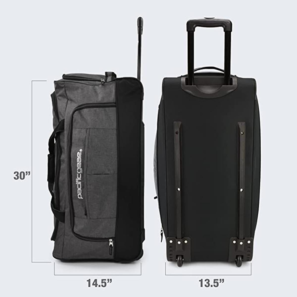 Pacific Gear Wheeled Rolling Duffel Bag, Durable Design, Telescoping Handle, Multiple Compartments, Tie-Down Capabilities