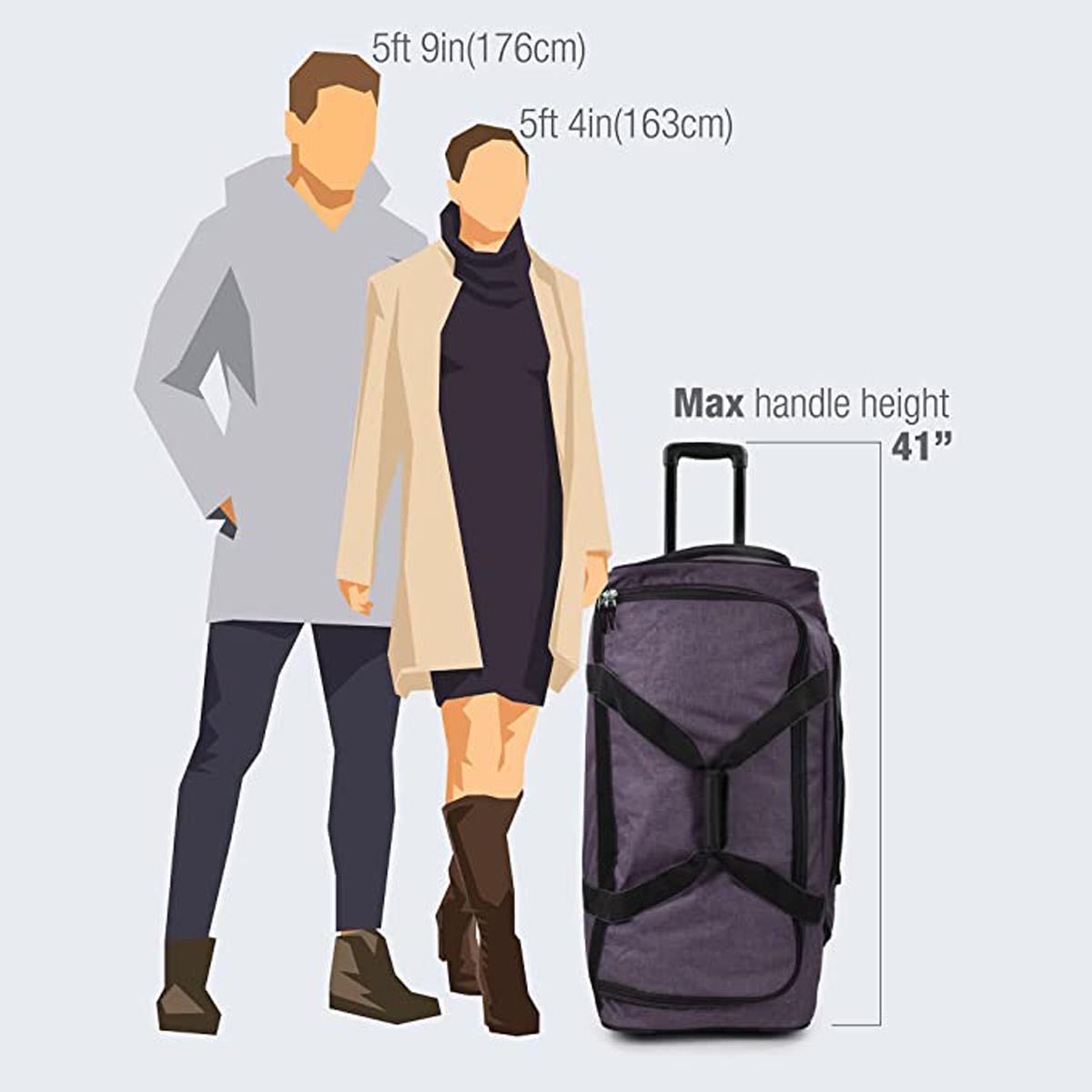 Pacific Gear Wheeled Rolling Duffel Bag, Durable Design, Telescoping Handle, Multiple Compartments, Tie-Down Capabilities