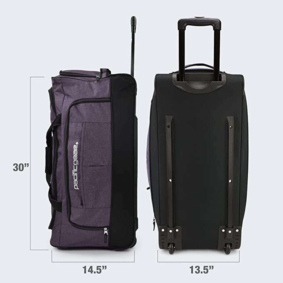 Pacific Gear Wheeled Rolling Duffel Bag, Durable Design, Telescoping Handle, Multiple Compartments, Tie-Down Capabilities