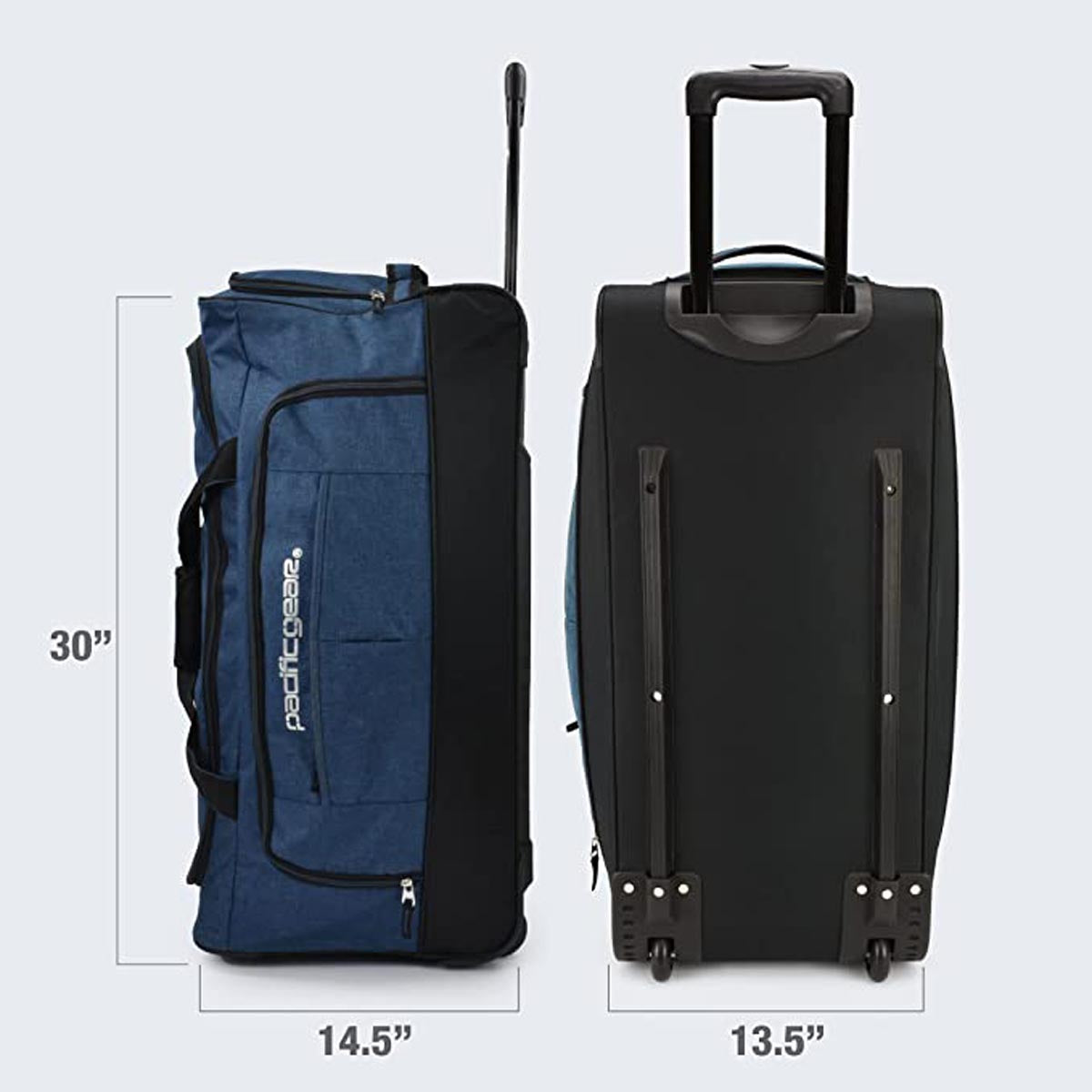 Pacific Gear Wheeled Rolling Duffel Bag, Durable Design, Telescoping Handle, Multiple Compartments, Tie-Down Capabilities