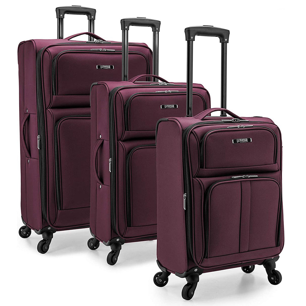 U.S. Traveler Anzio Softside Expandable Spinner Luggage, 3 Piece Set