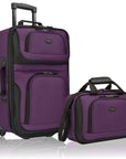 U.S. Traveler Rio Rugged Fabric Expandable Carry-on Luggage Set, 2 Wheel