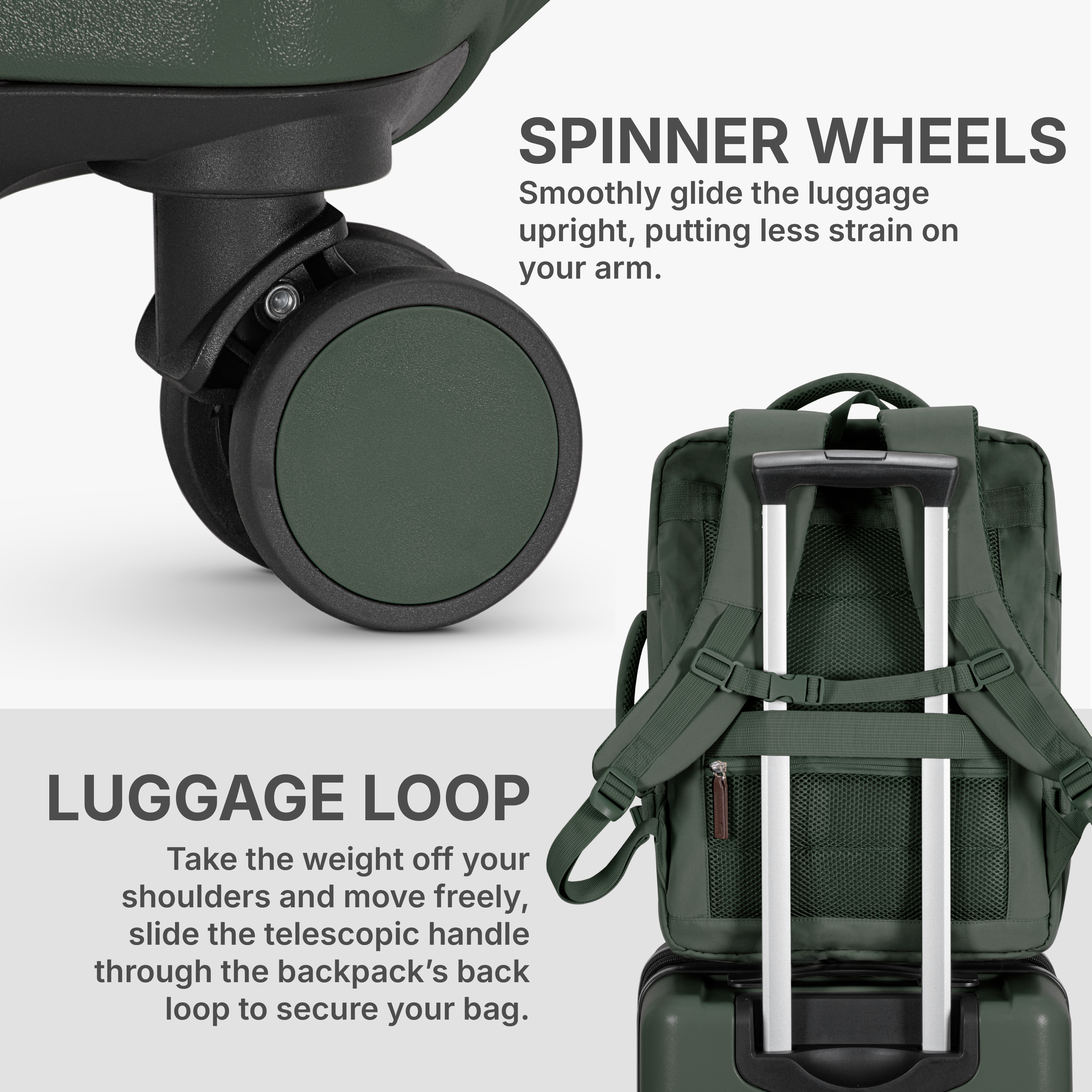 Vista Way 3-Piece Travel Set, 21-Inch Carry-on Hardside with TSA Lock, 18-Inch Travel Backpack with Laptop Sleeve, Toiletry Bag