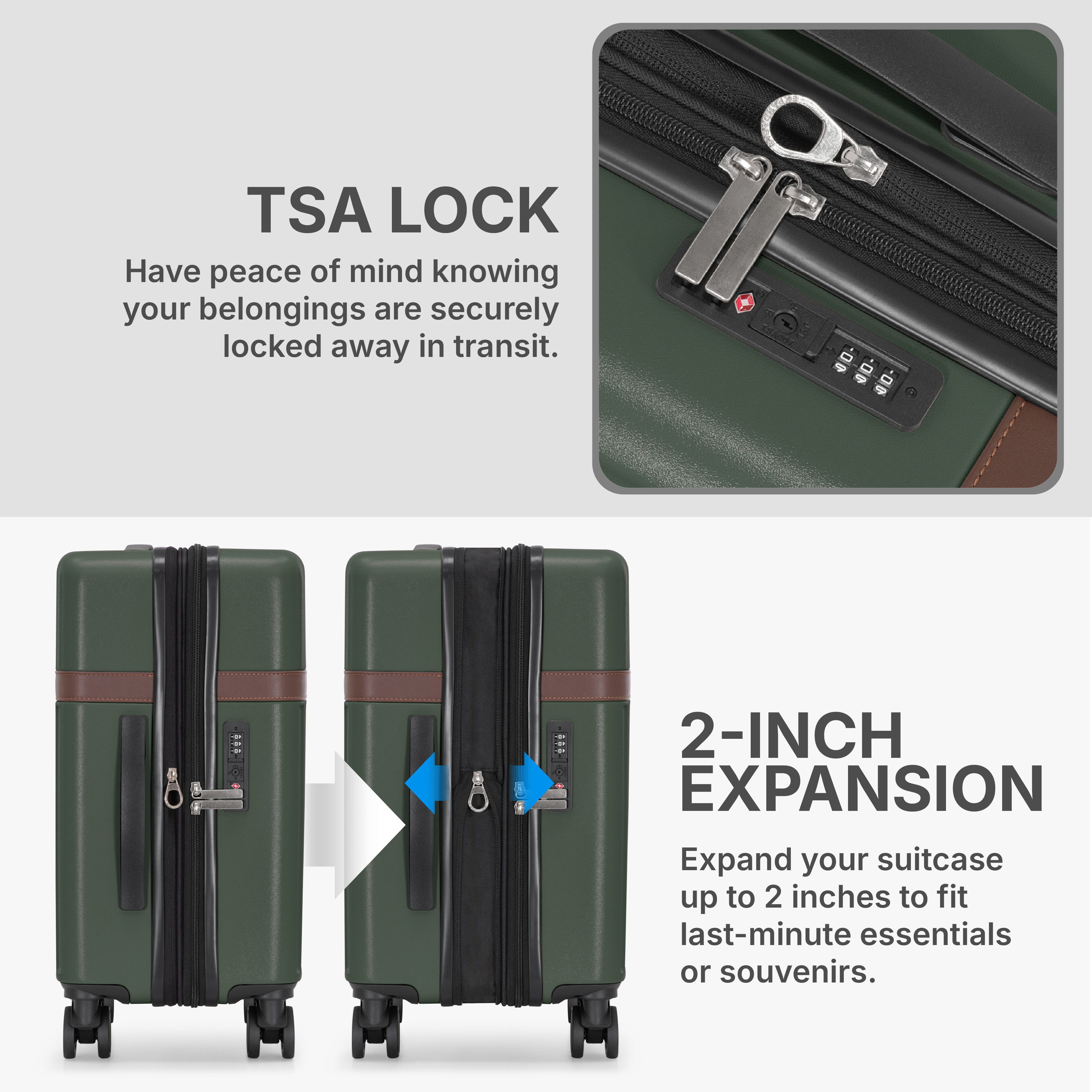 Vista Way 3-Piece Travel Set, 21-Inch Carry-on Hardside with TSA Lock, 18-Inch Travel Backpack with Laptop Sleeve, Toiletry Bag
