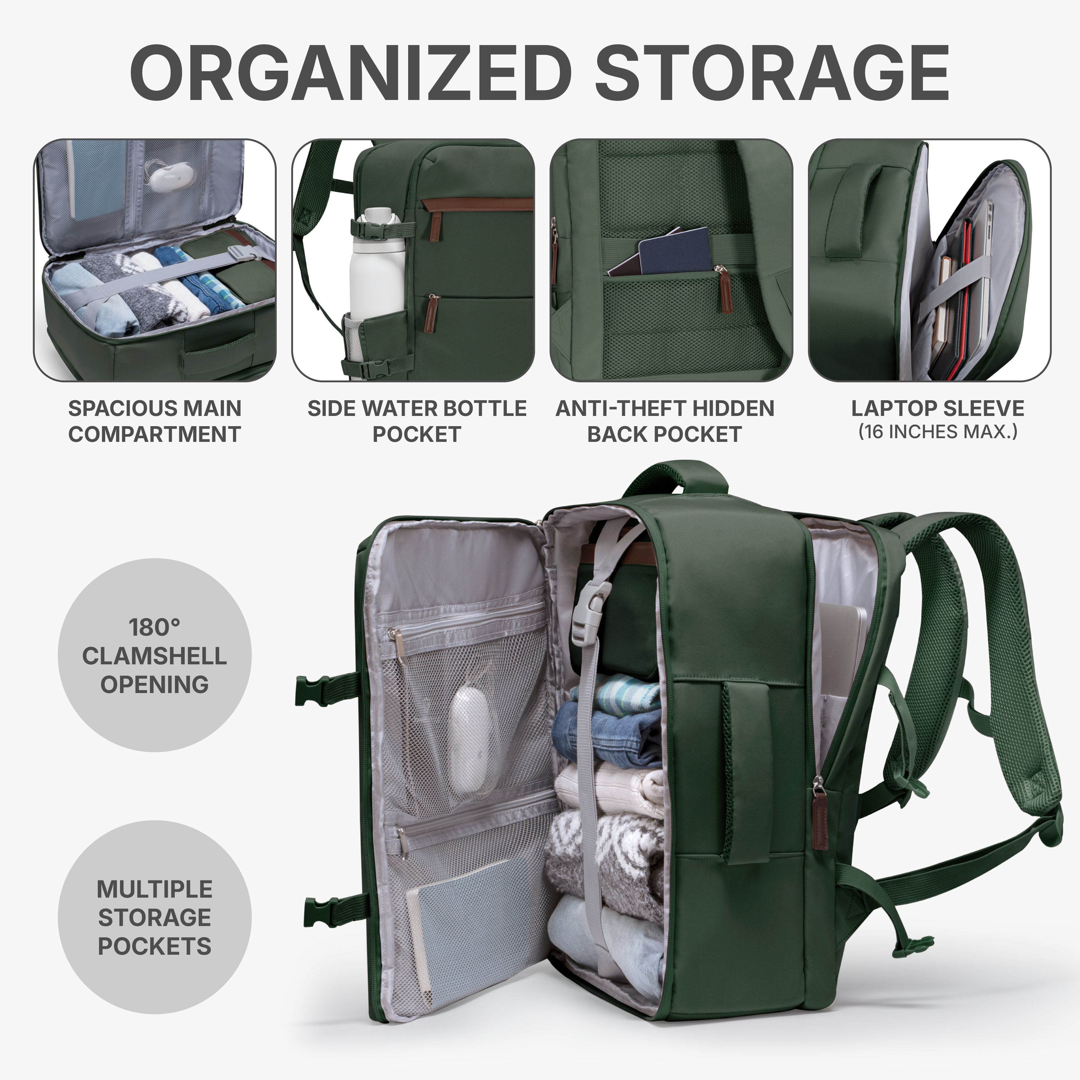 Vista Way 3-Piece Travel Set, 21-Inch Carry-on Hardside with TSA Lock, 18-Inch Travel Backpack with Laptop Sleeve, Toiletry Bag