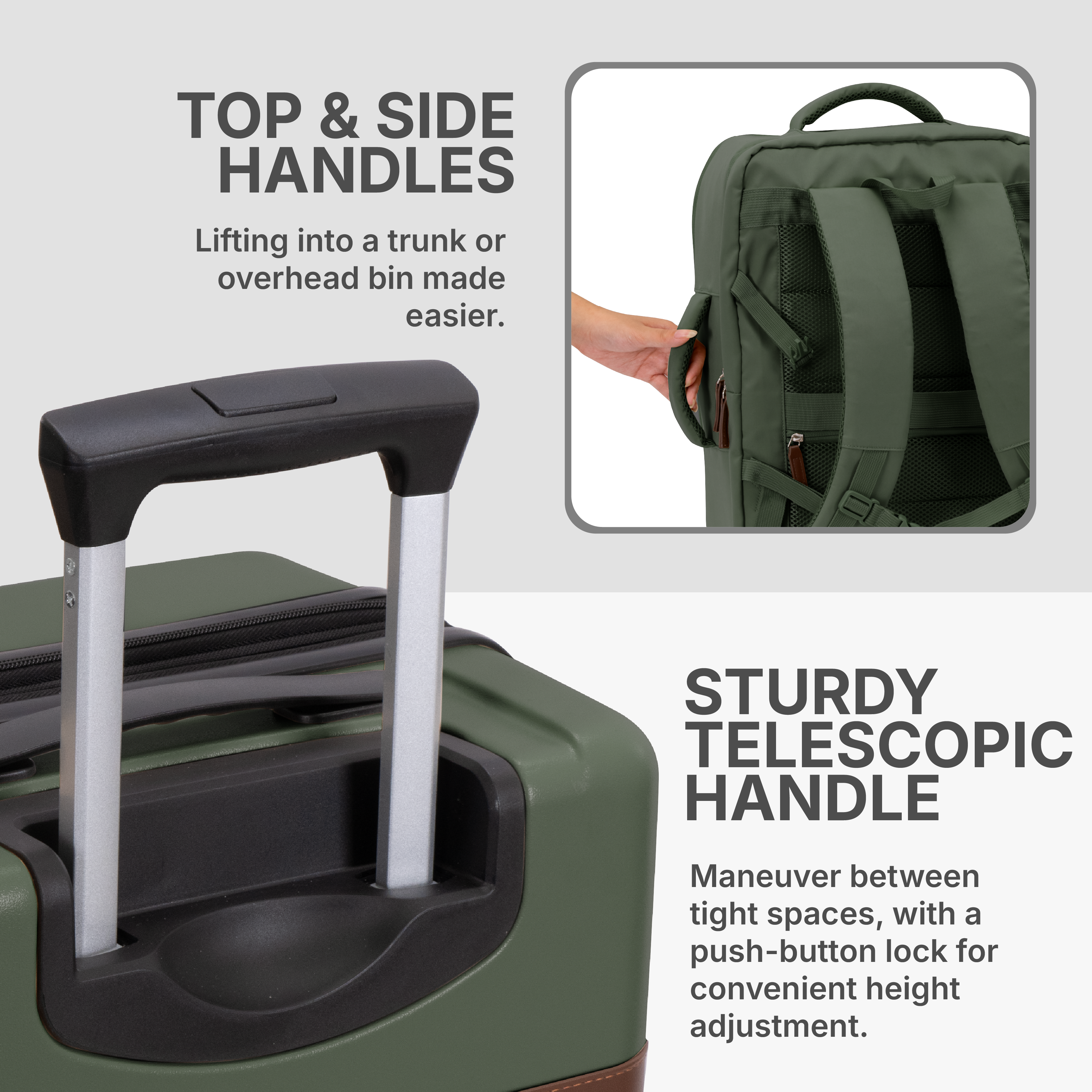 Vista Way 3-Piece Travel Set, 21-Inch Carry-on Hardside with TSA Lock, 18-Inch Travel Backpack with Laptop Sleeve, Toiletry Bag