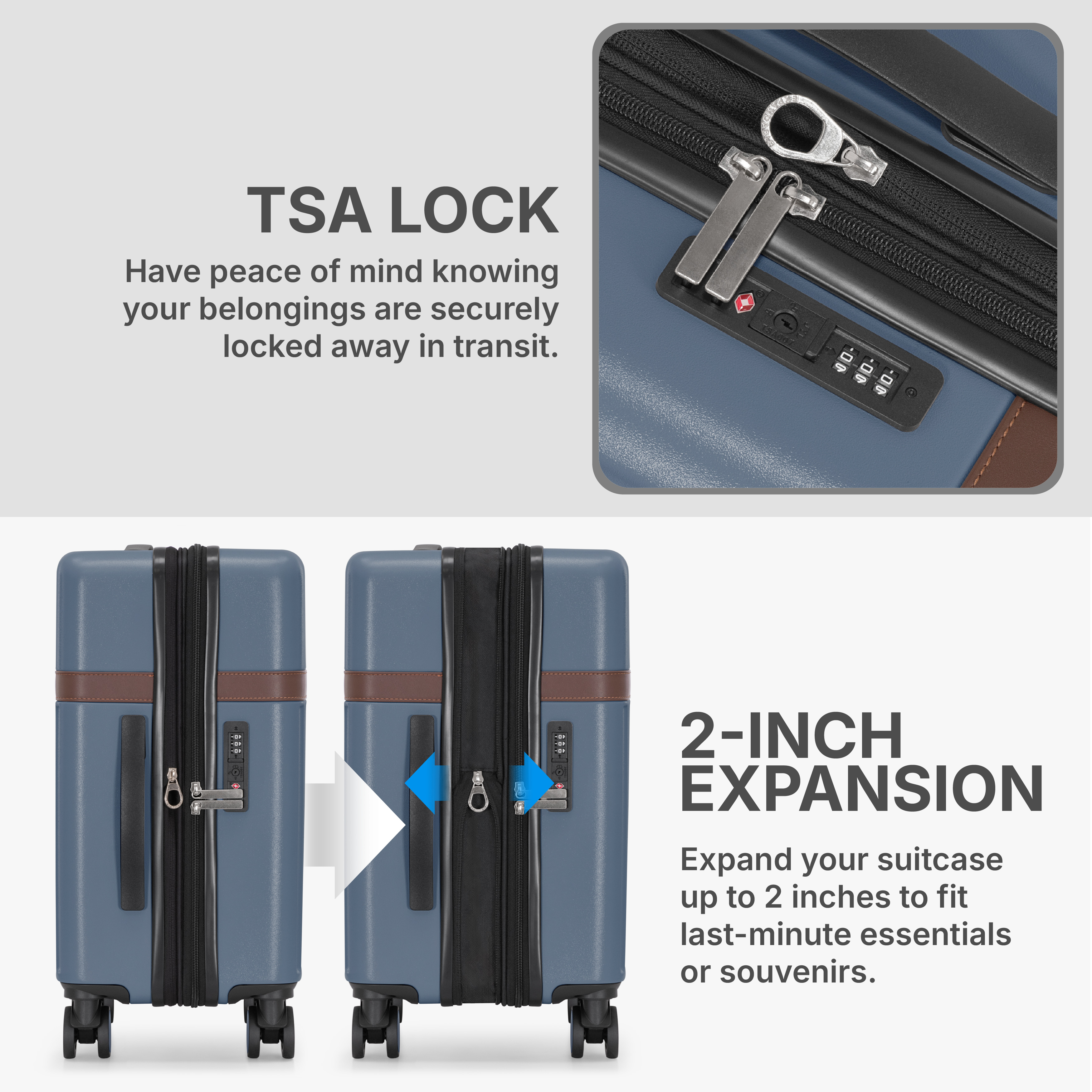 Vista Way 3-Piece Travel Set, 21-Inch Carry-on Hardside with TSA Lock, 18-Inch Travel Backpack with Laptop Sleeve, Toiletry Bag