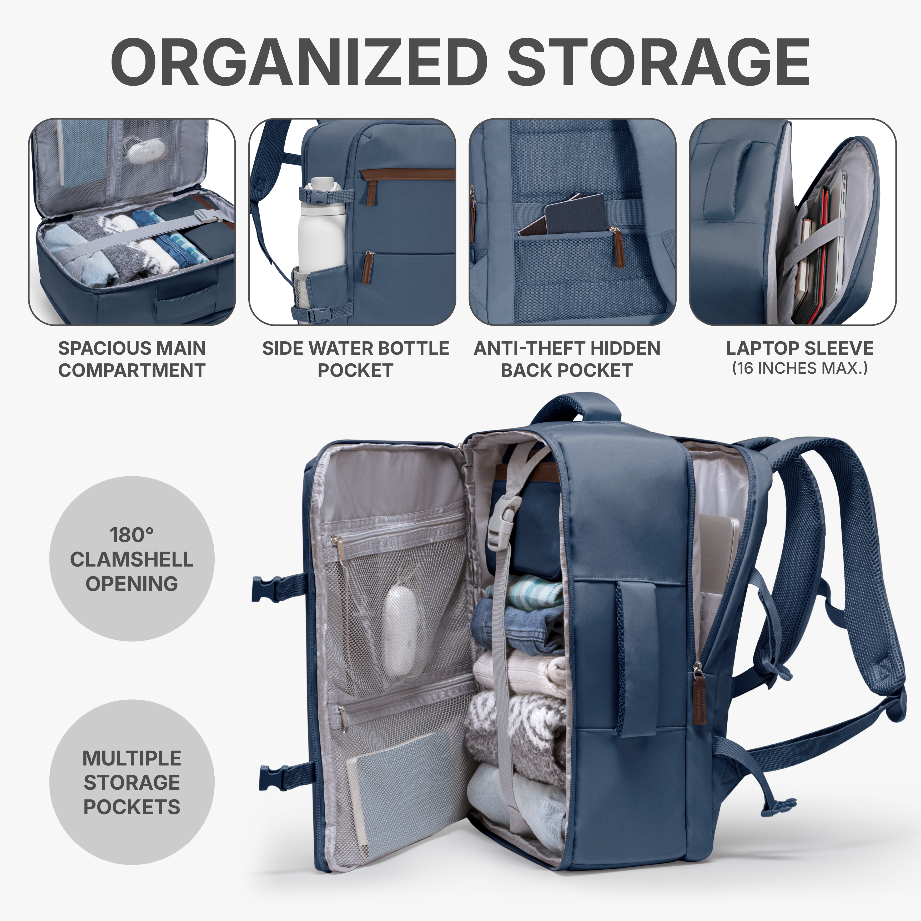 Vista Way 3-Piece Travel Set, 21-Inch Carry-on Hardside with TSA Lock, 18-Inch Travel Backpack with Laptop Sleeve, Toiletry Bag