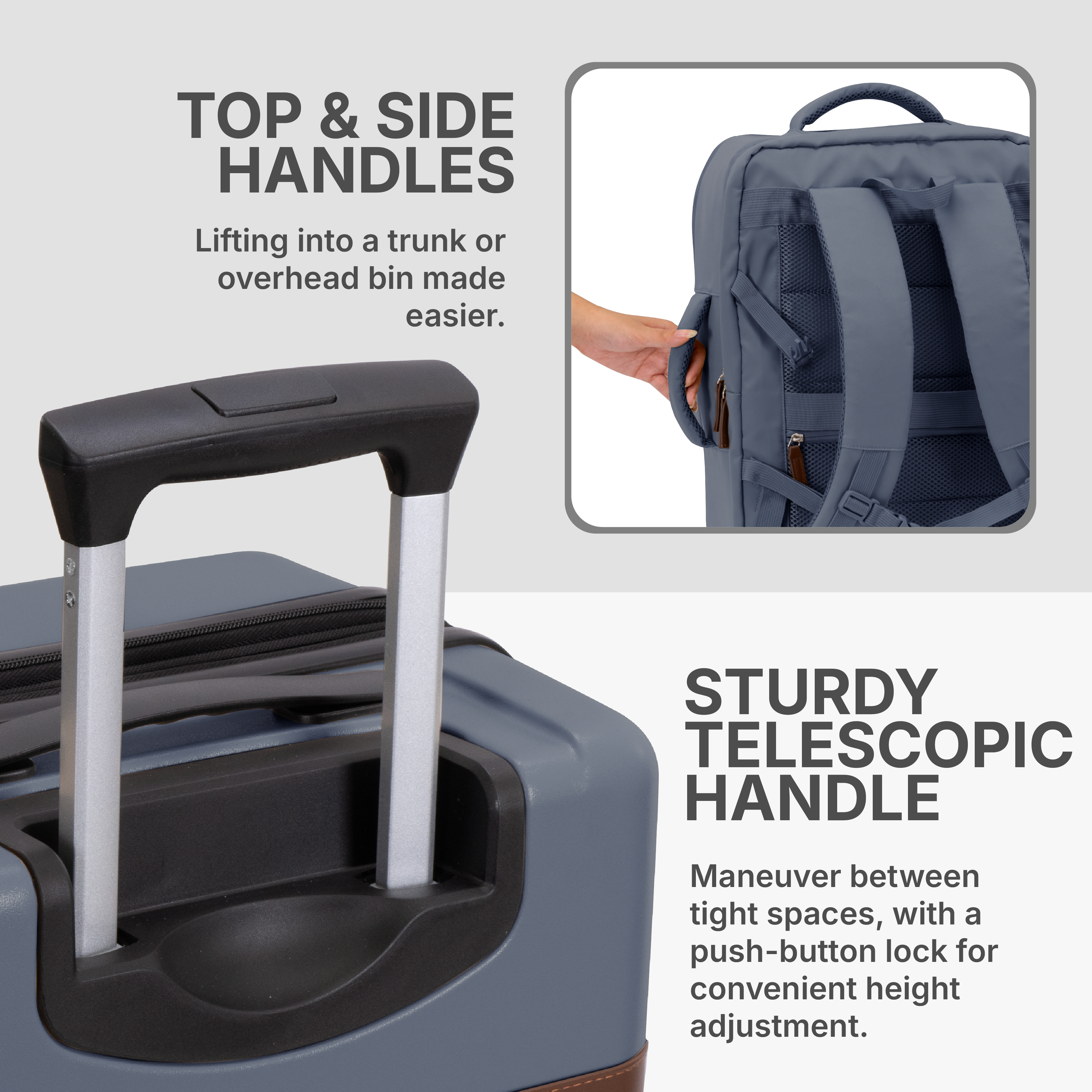 Vista Way 3-Piece Travel Set, 21-Inch Carry-on Hardside with TSA Lock, 18-Inch Travel Backpack with Laptop Sleeve, Toiletry Bag