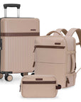 Vista Way 3-Piece Travel Set, 21-Inch Carry-on Hardside with TSA Lock, 18-Inch Travel Backpack with Laptop Sleeve, Toiletry Bag