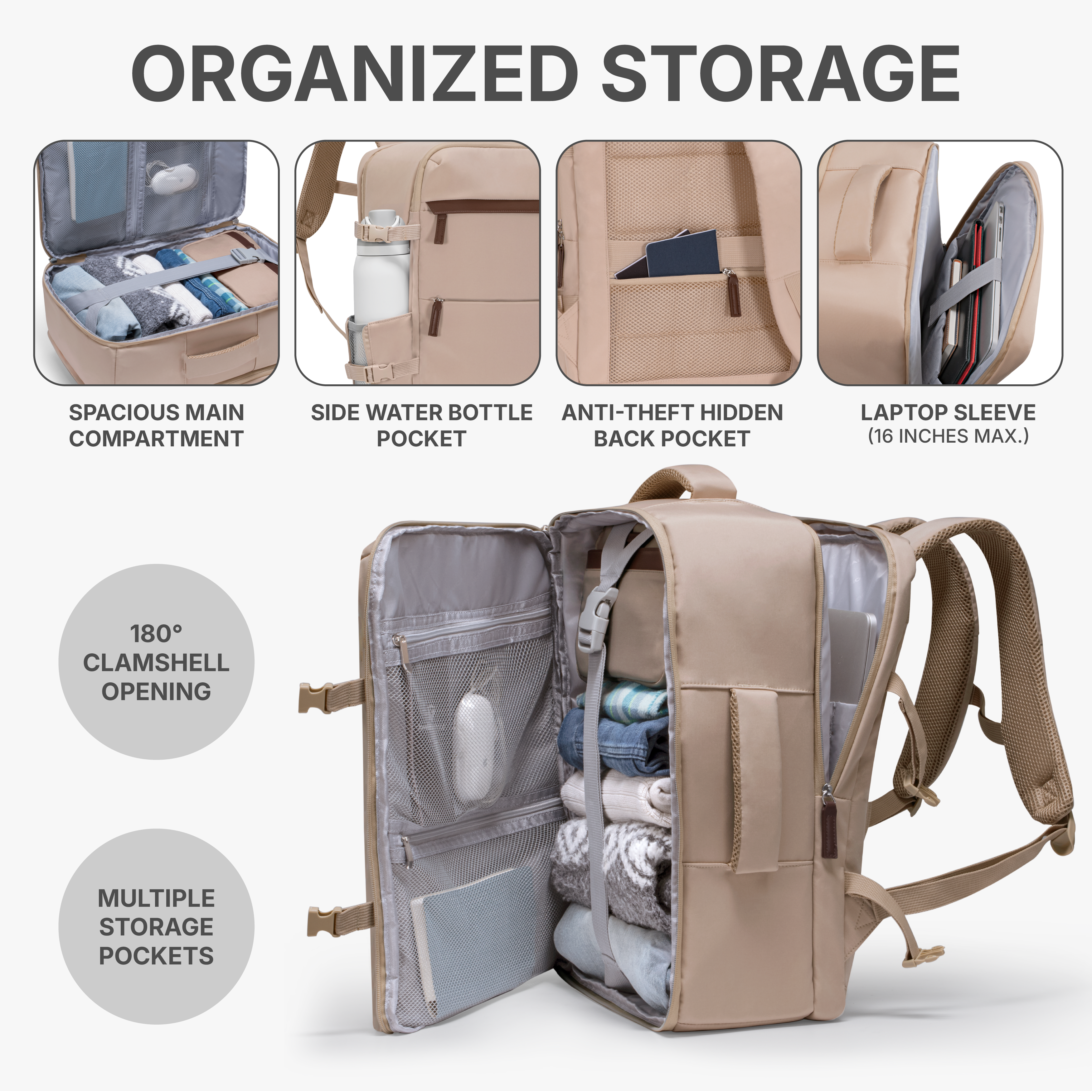 Vista Way 3-Piece Travel Set, 21-Inch Carry-on Hardside with TSA Lock, 18-Inch Travel Backpack with Laptop Sleeve, Toiletry Bag